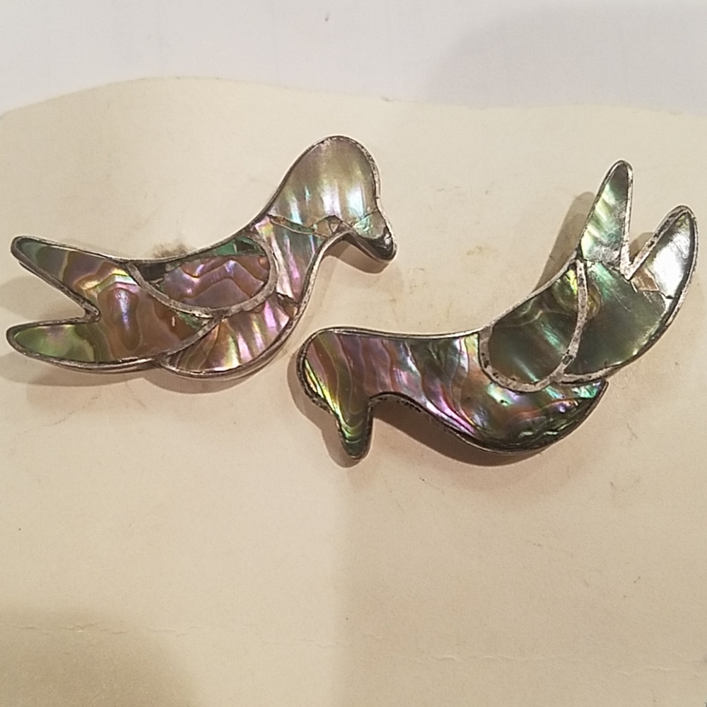 Vintage Abalone Inlay Earrings